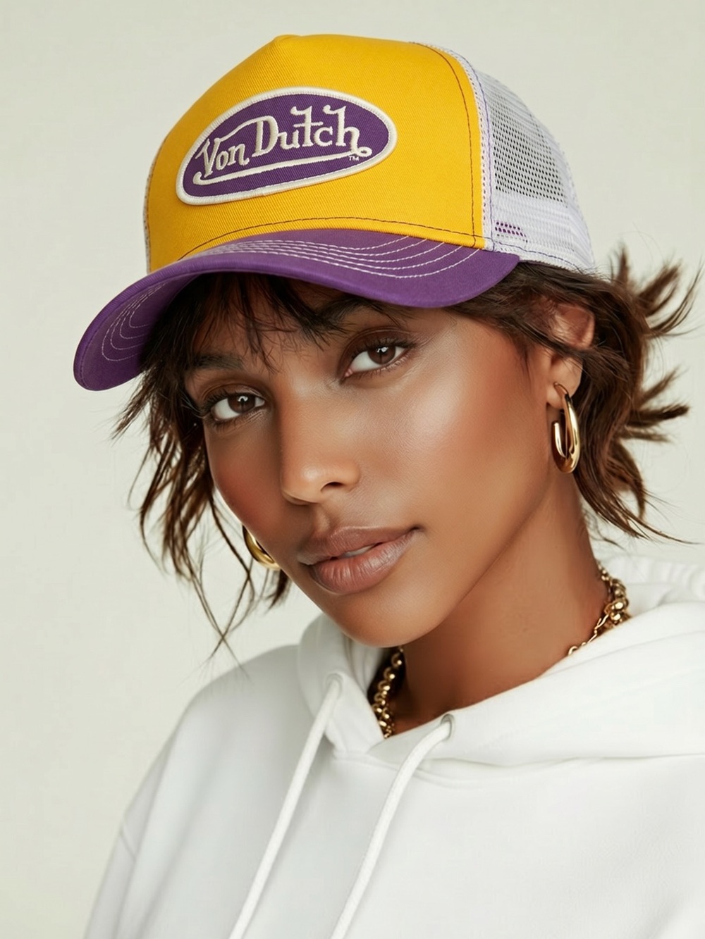 Von Dutch NWT Yellow and Purple Logo Trucker Cap